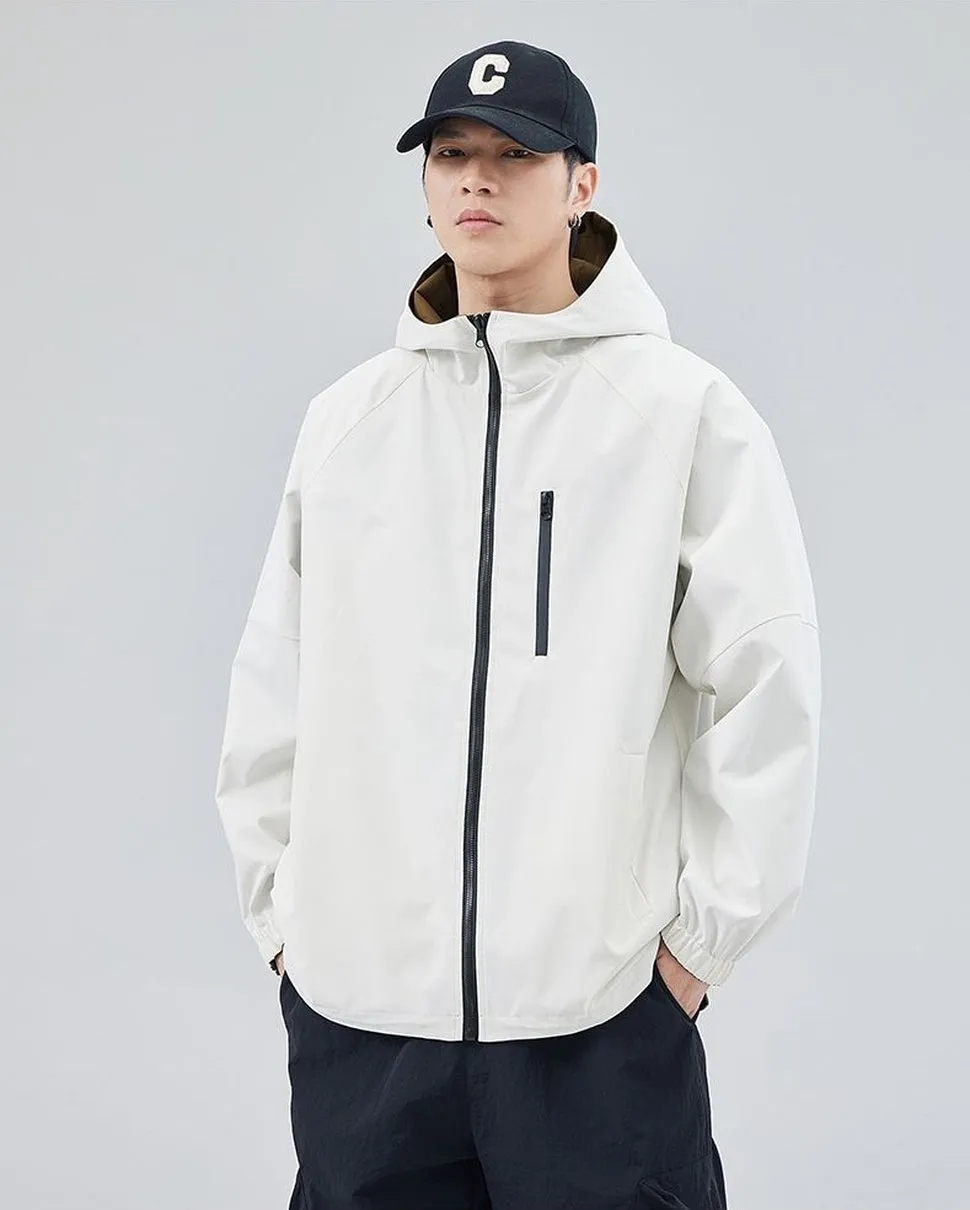 Stylish Windproof Raincoat Featuring a Drawstring Hem for Men