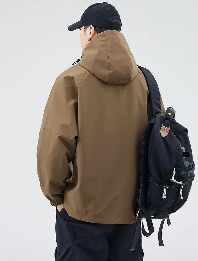 Stylish Windproof Raincoat Featuring a Drawstring Hem for Men