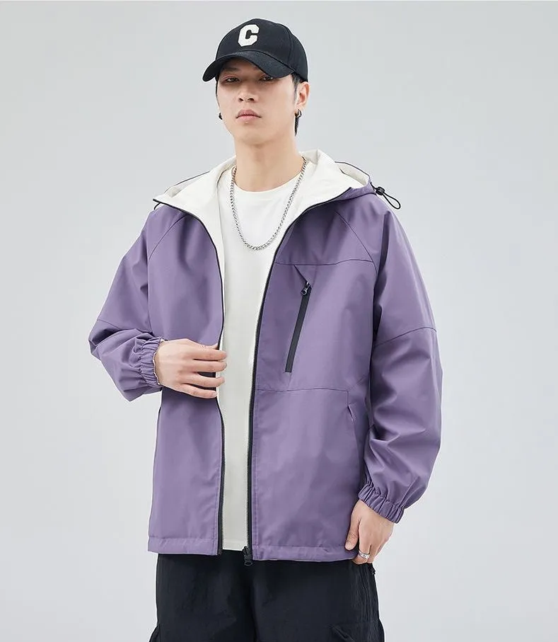 Stylish Windproof Raincoat Featuring a Drawstring Hem for Men