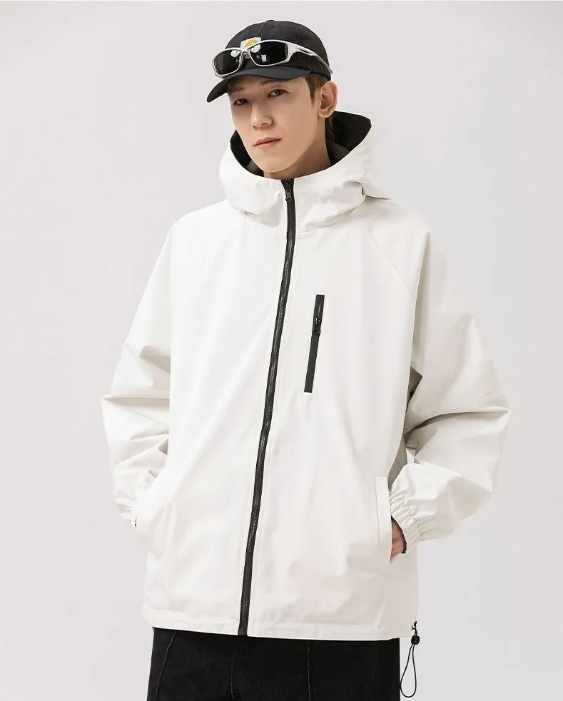 Stylish Windproof Raincoat Featuring a Drawstring Hem for Men