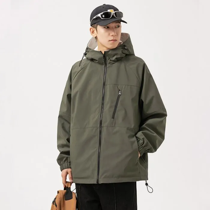 Stylish Windproof Raincoat Featuring a Drawstring Hem for Men