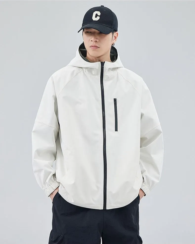 Stylish Windproof Raincoat Featuring a Drawstring Hem for Men