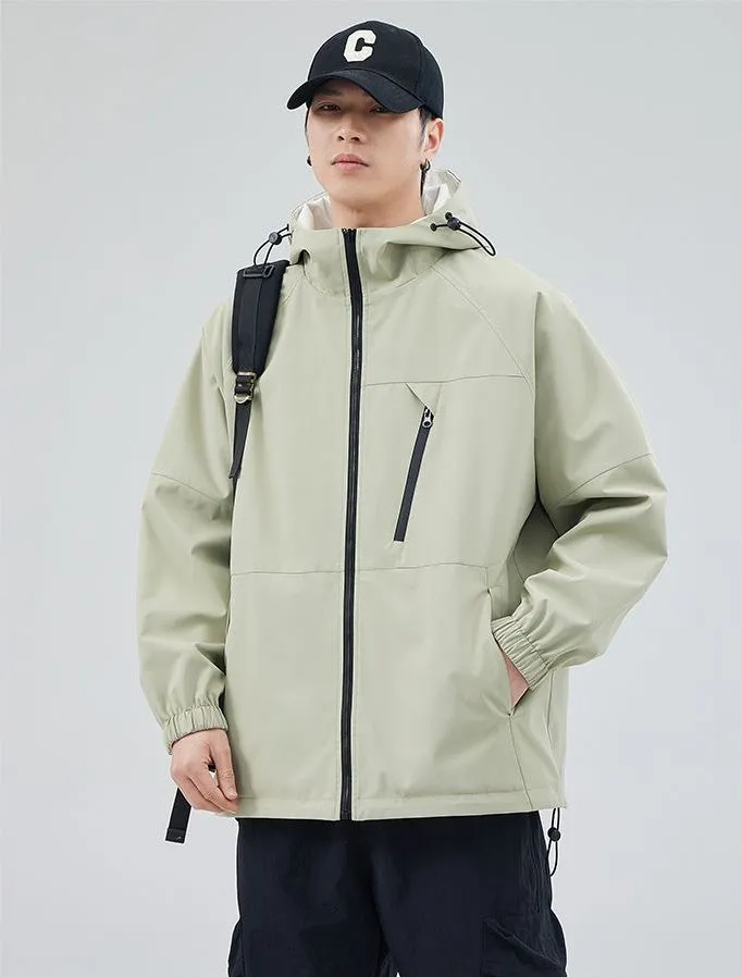 Stylish Windproof Raincoat Featuring a Drawstring Hem for Men