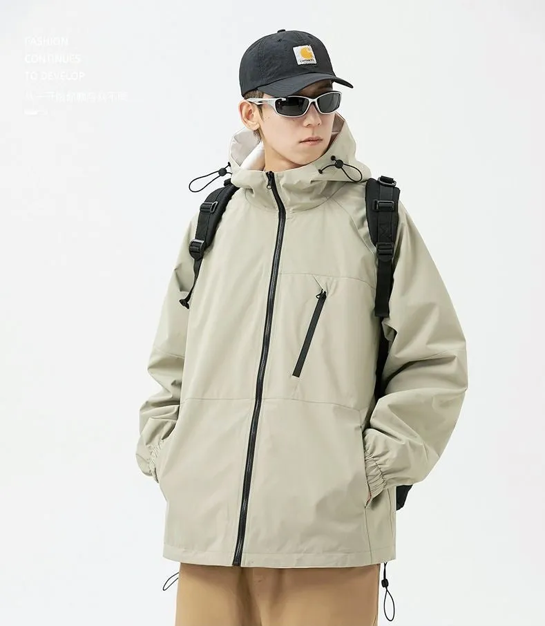 Stylish Windproof Raincoat Featuring a Drawstring Hem for Men