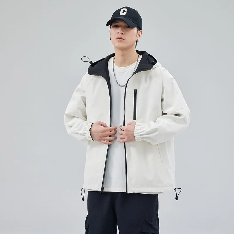 Stylish Windproof Raincoat Featuring a Drawstring Hem for Men