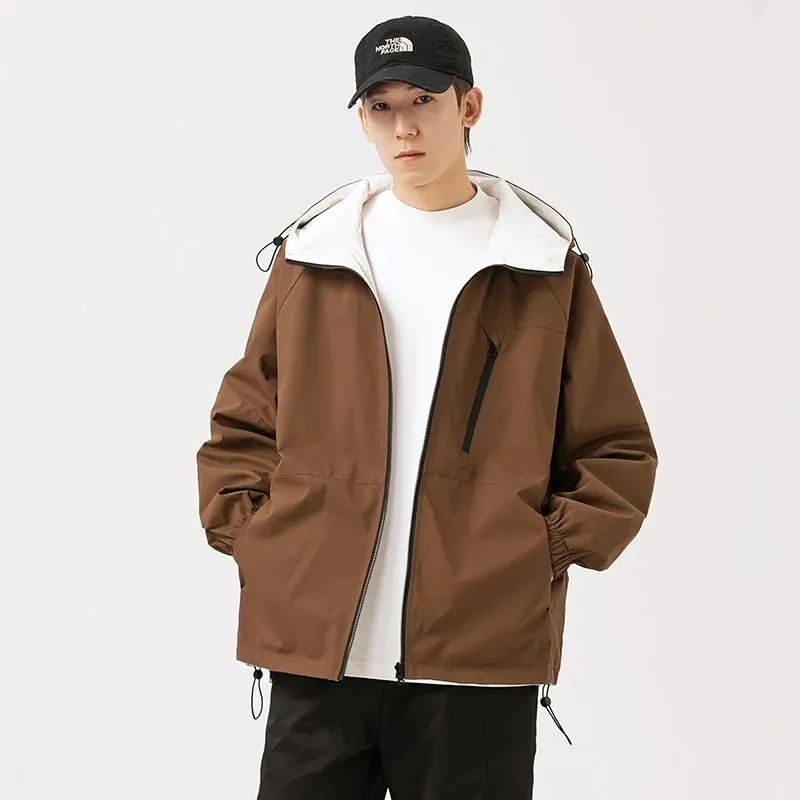 Stylish Windproof Raincoat Featuring a Drawstring Hem for Men