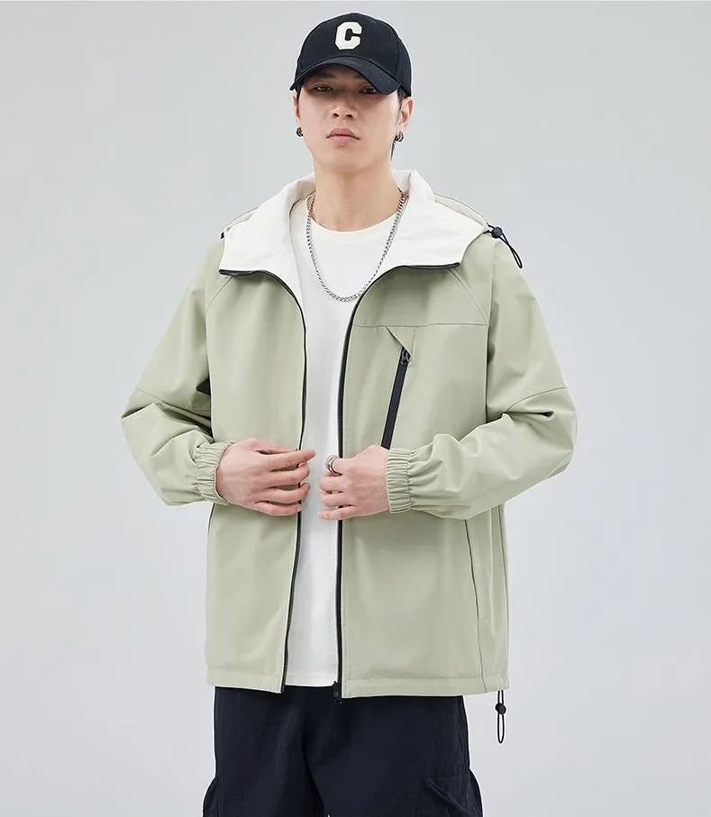 Stylish Windproof Raincoat Featuring a Drawstring Hem for Men