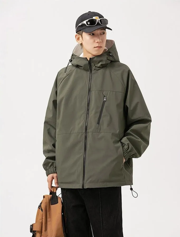 Stylish Windproof Raincoat Featuring a Drawstring Hem for Men