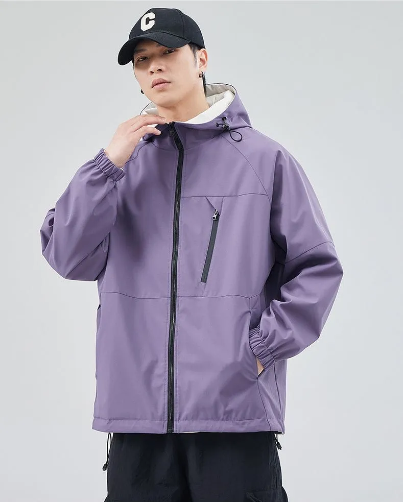 Stylish Windproof Raincoat Featuring a Drawstring Hem for Men