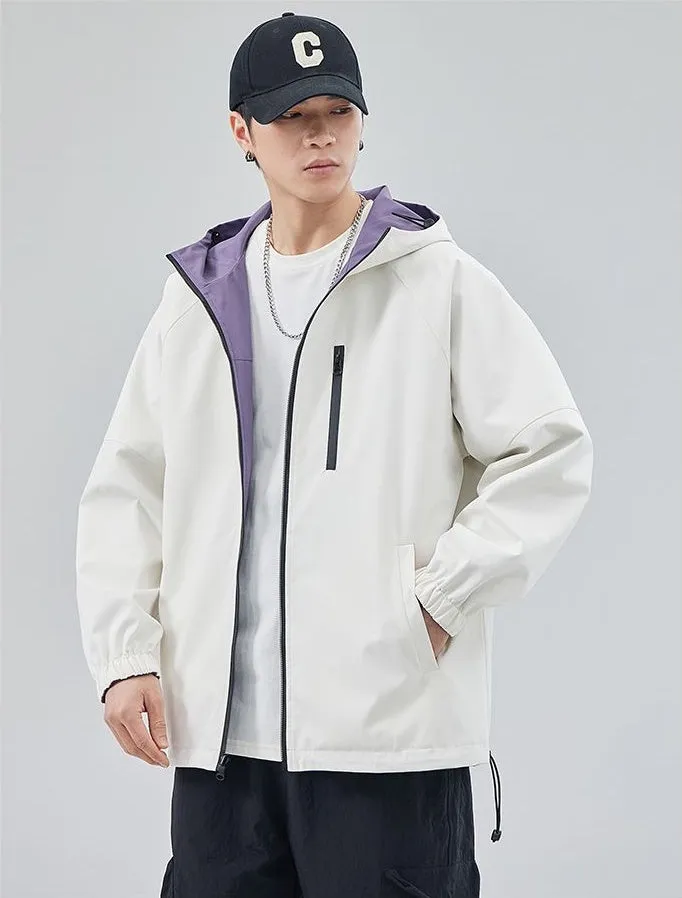 Stylish Windproof Raincoat Featuring a Drawstring Hem for Men