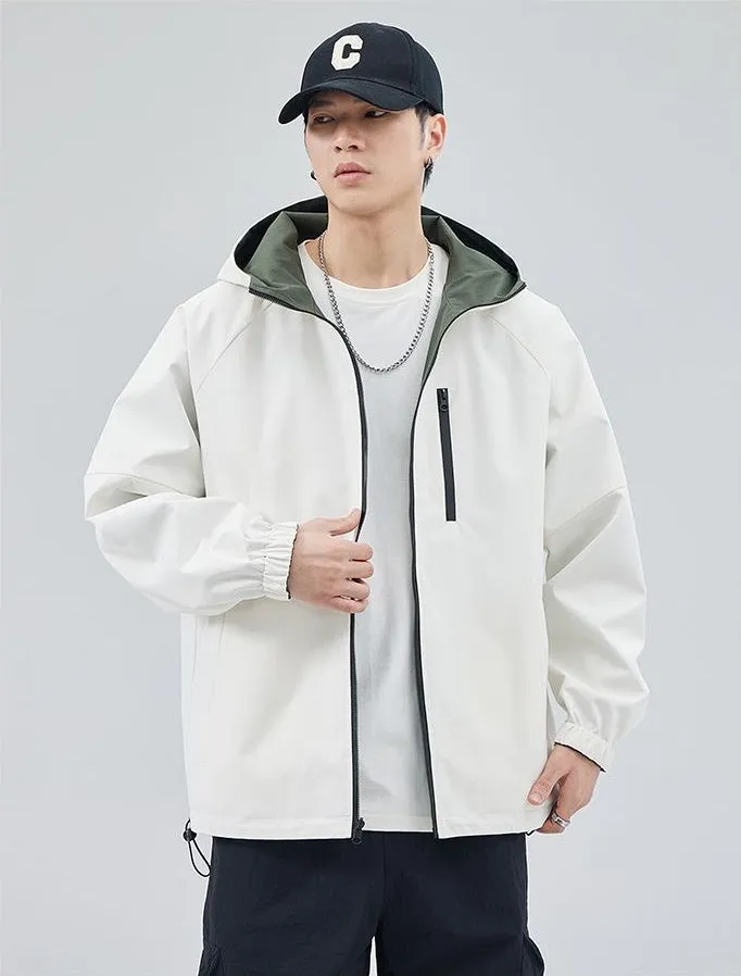Stylish Windproof Raincoat Featuring a Drawstring Hem for Men