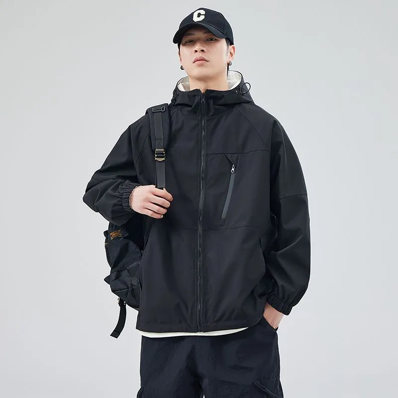 Stylish Windproof Raincoat Featuring a Drawstring Hem for Men
