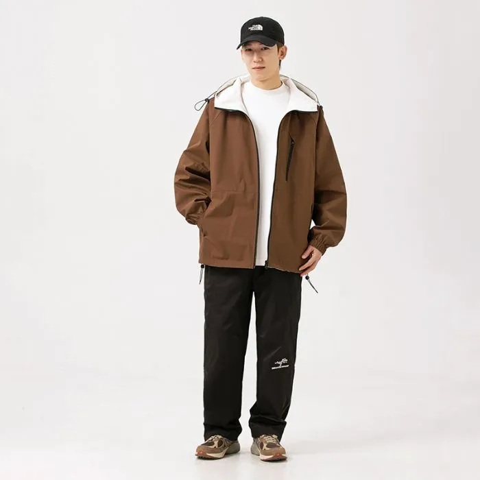 Stylish Windproof Raincoat Featuring a Drawstring Hem for Men