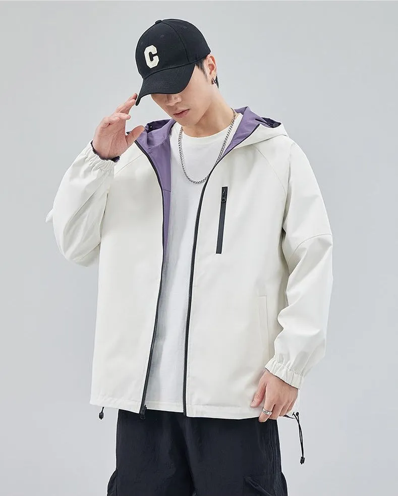 Stylish Windproof Raincoat Featuring a Drawstring Hem for Men