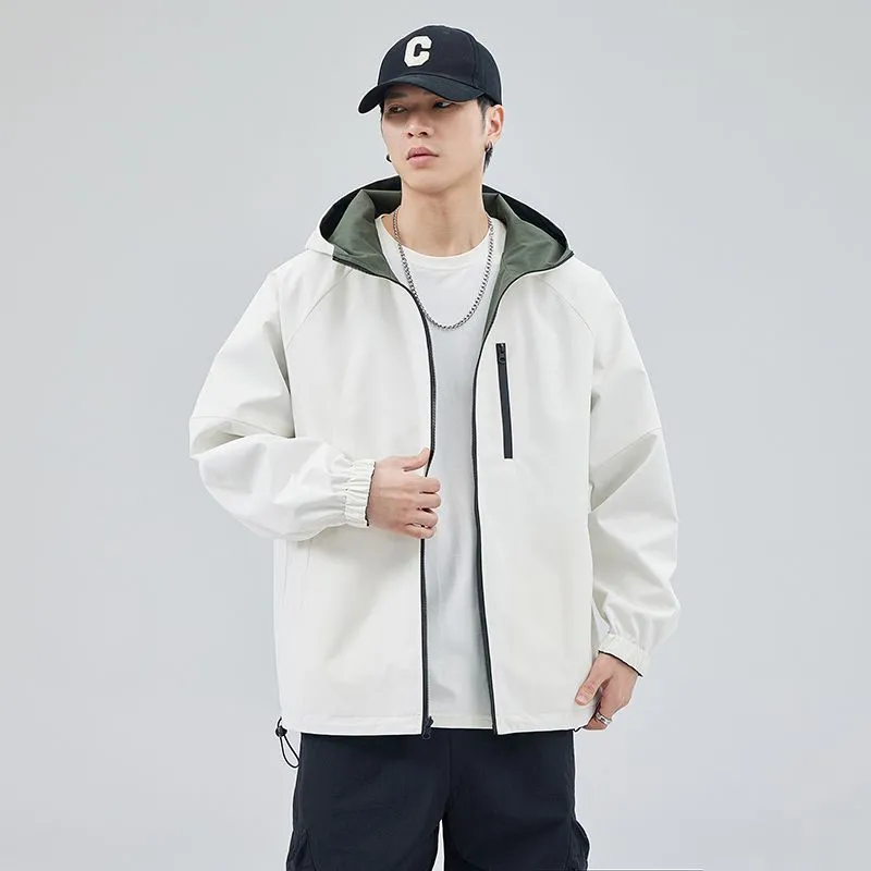 Stylish Windproof Raincoat Featuring a Drawstring Hem for Men