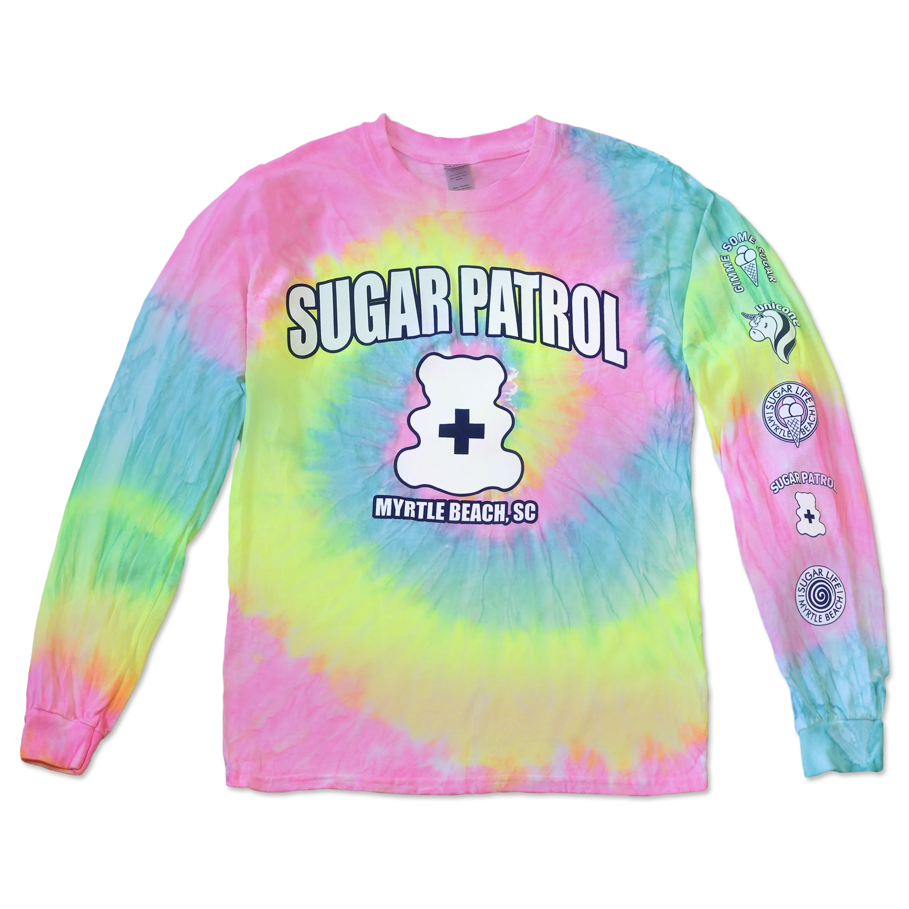 Sugar Life "Sugar Patrol" Neon Rainbow Tie Dye - Long Sleeve