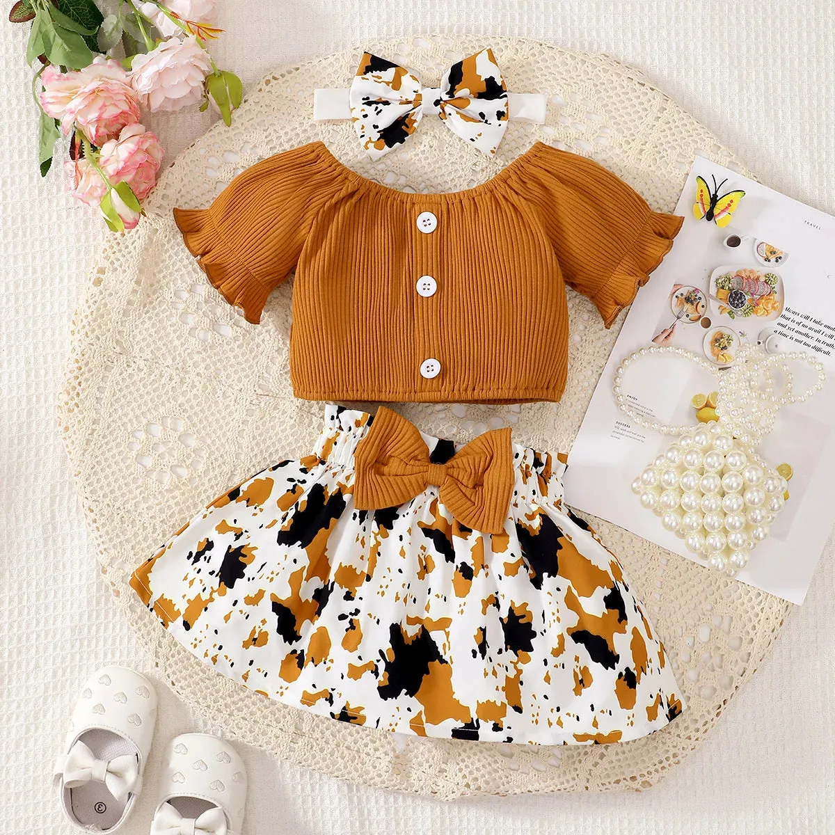 Summer Flower Print Baby Girl Outfit