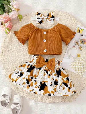 Summer Flower Print Baby Girl Outfit