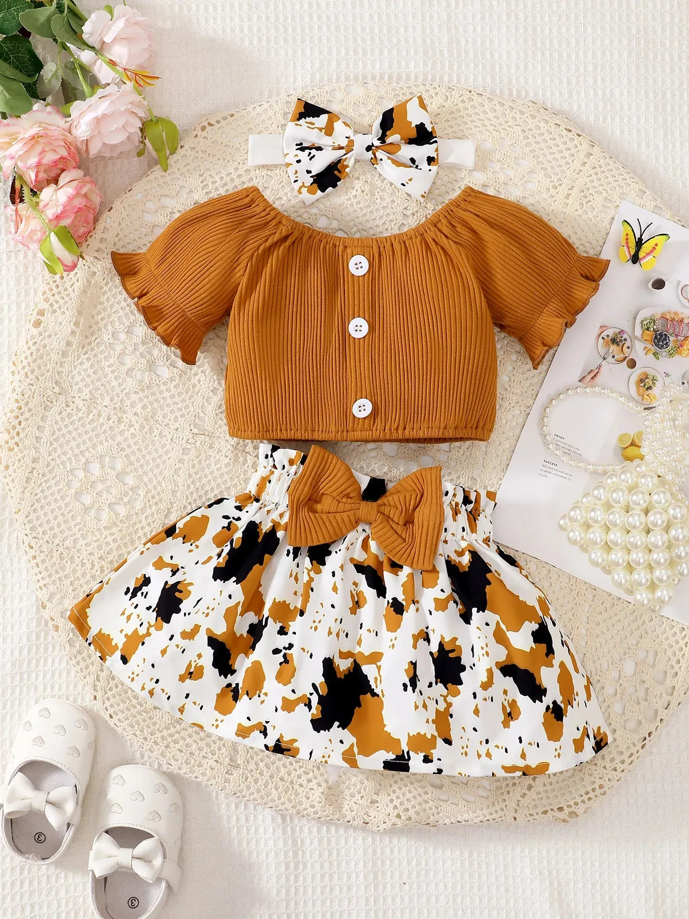 Summer Flower Print Baby Girl Outfit