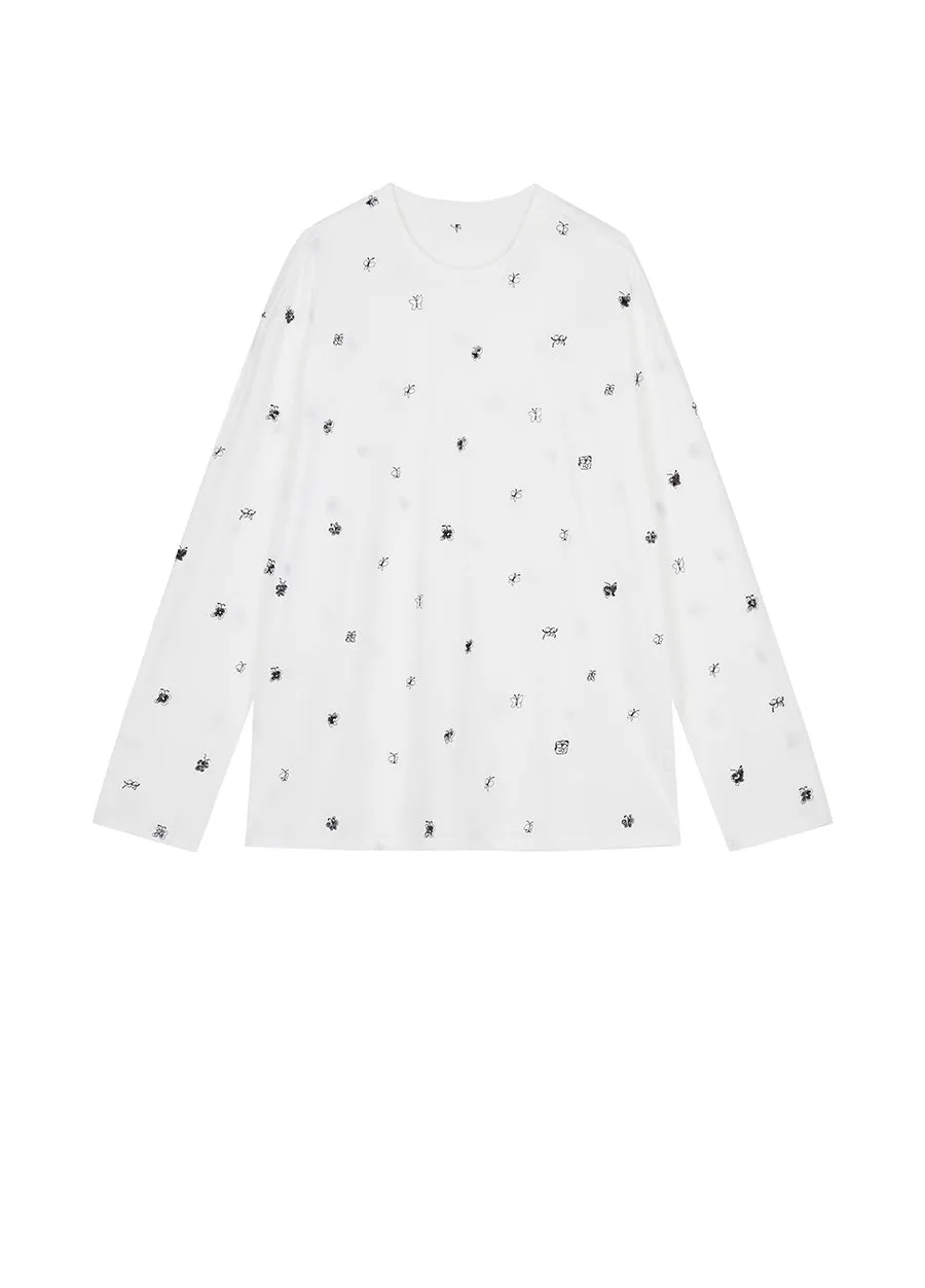 T-Shirt/JNBY Embroidered Micro Elastic Long-Sleeve T-shirt
