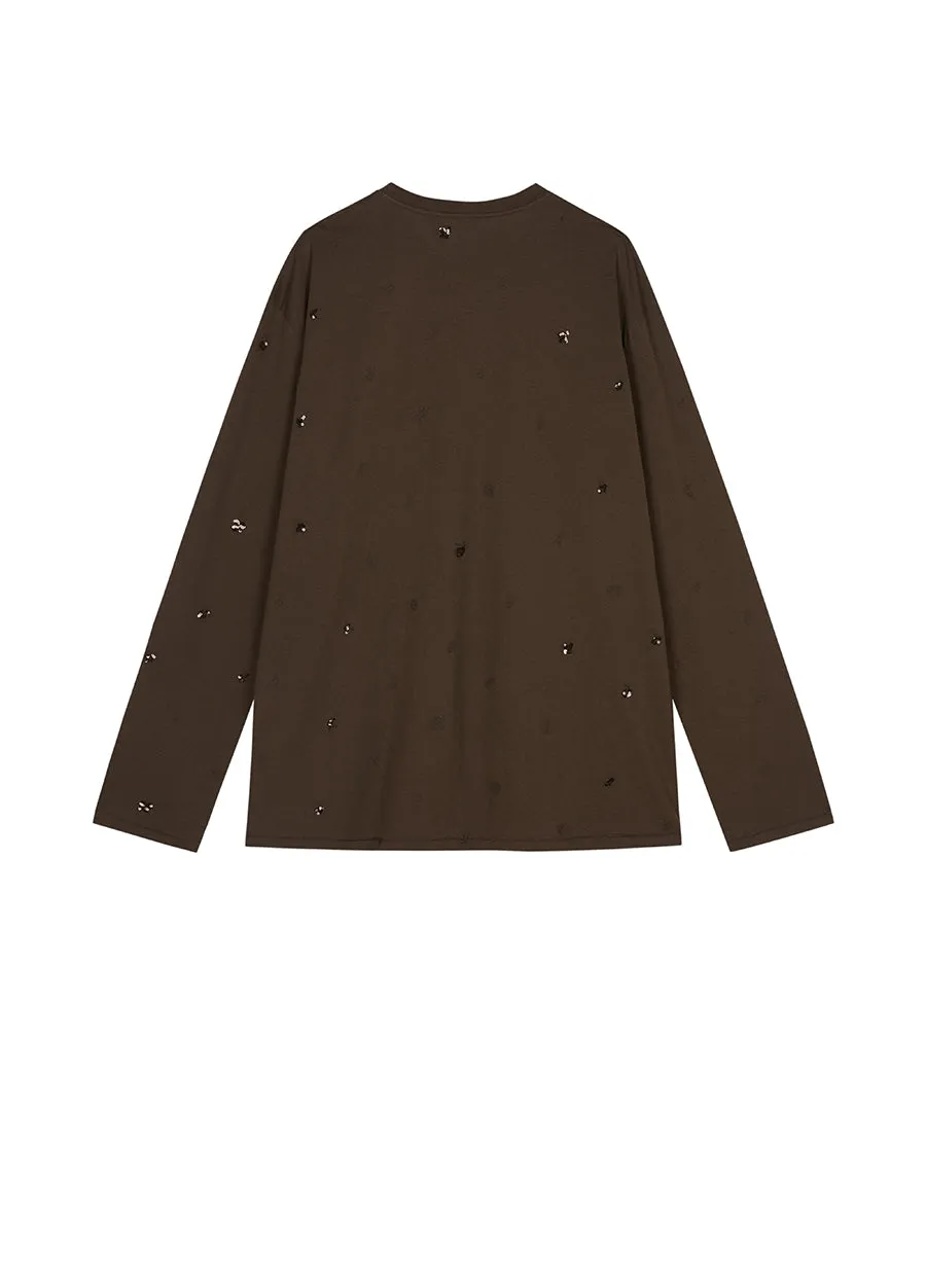 T-Shirt/JNBY Embroidered Micro Elastic Long-Sleeve T-shirt