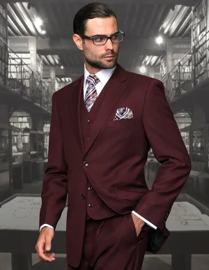 TAZZA BURGUNDY BIG & TALL REGULAR FIT 3 PC SUIT