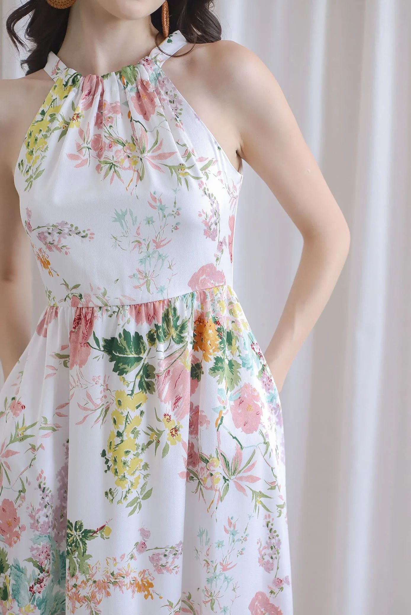 TDC Rosabella Halter Fishtail Dress In White