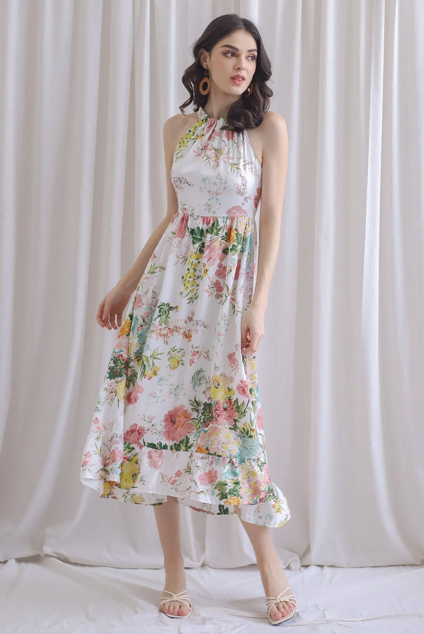 TDC Rosabella Halter Fishtail Dress In White