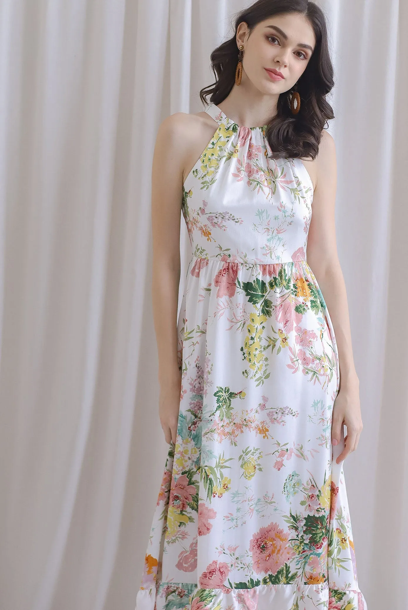TDC Rosabella Halter Fishtail Dress In White