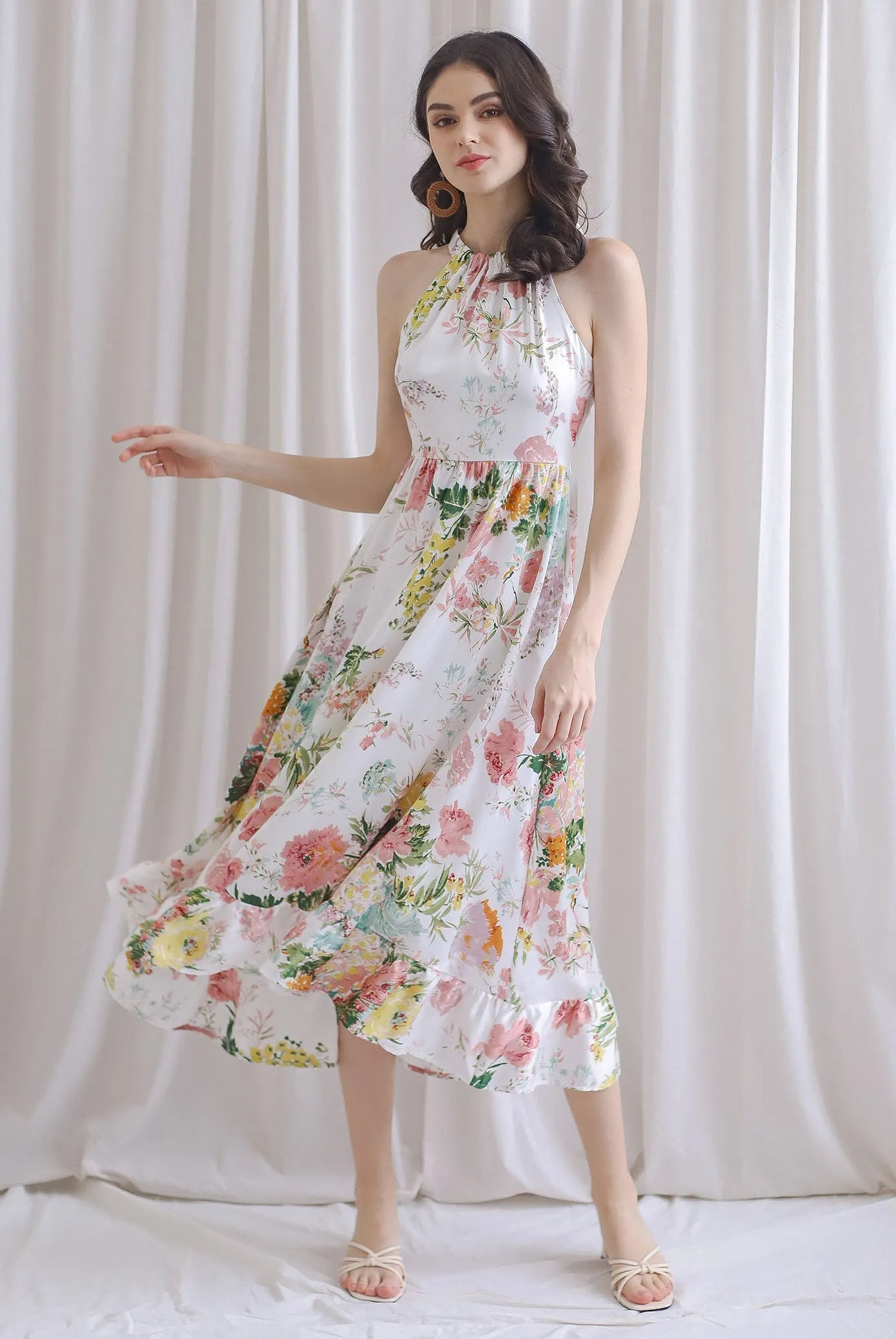 TDC Rosabella Halter Fishtail Dress In White