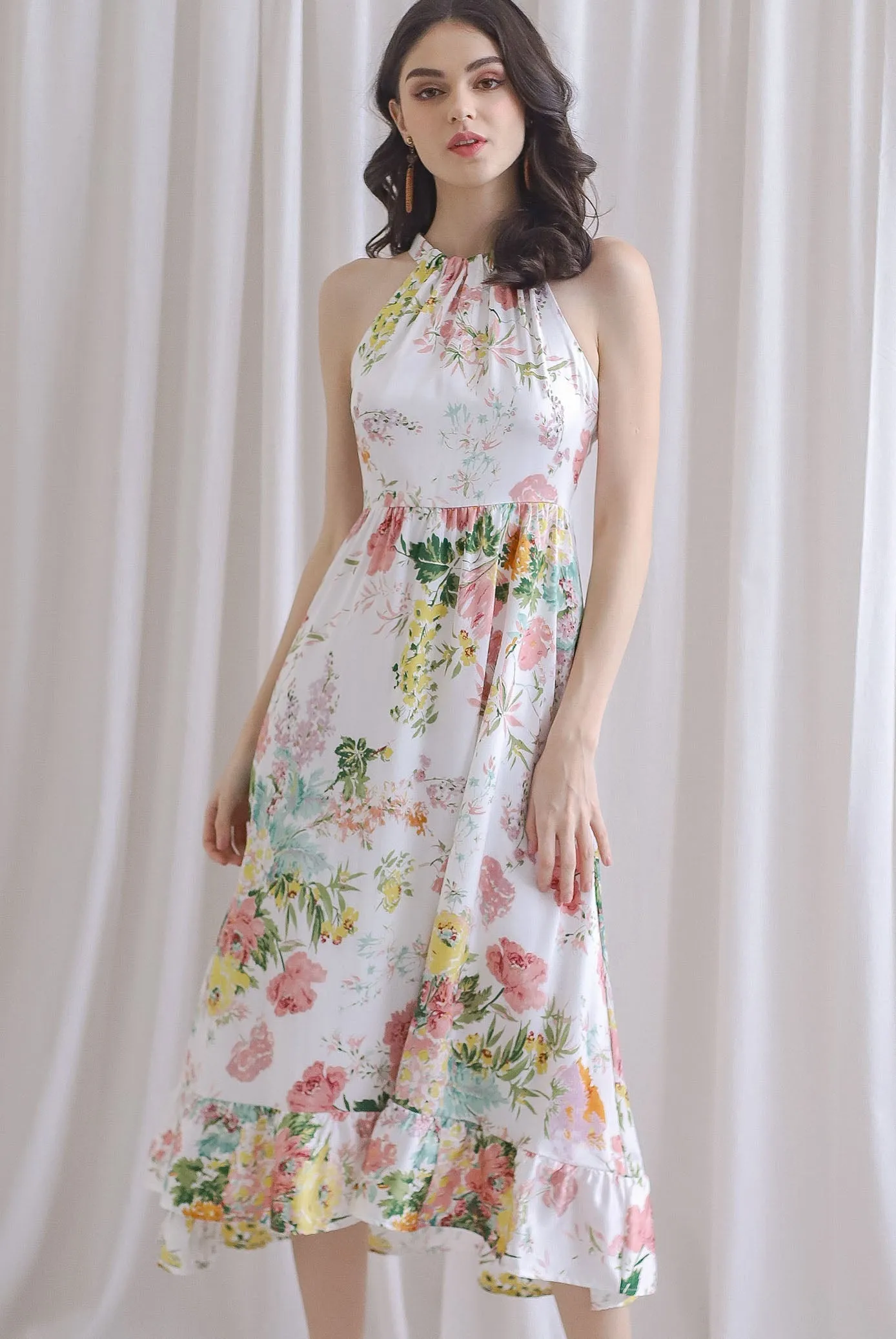 TDC Rosabella Halter Fishtail Dress In White