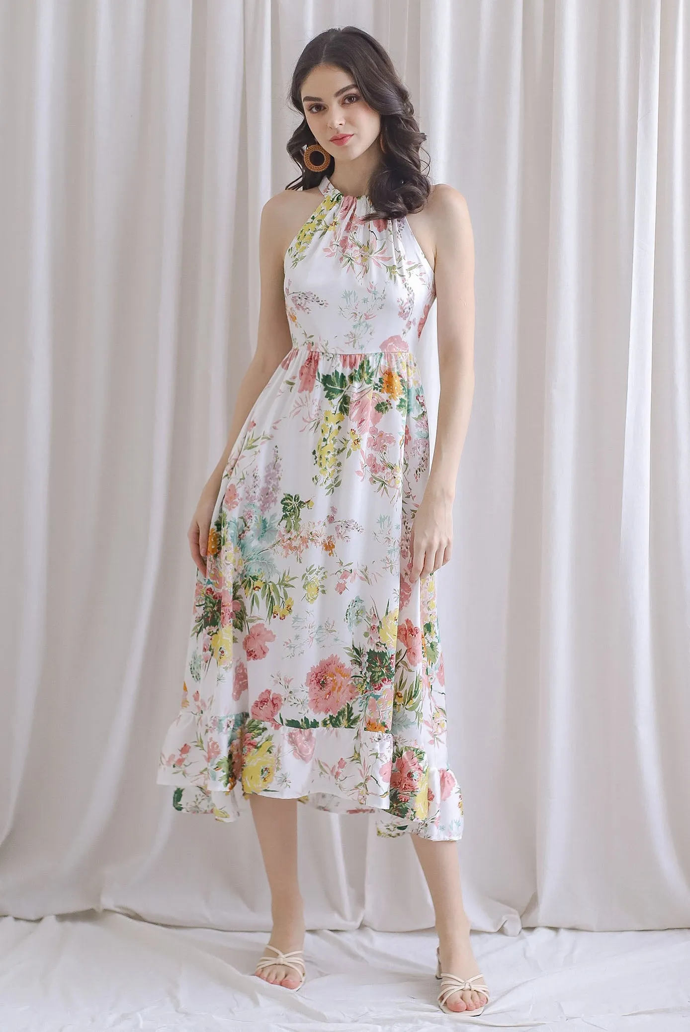 TDC Rosabella Halter Fishtail Dress In White