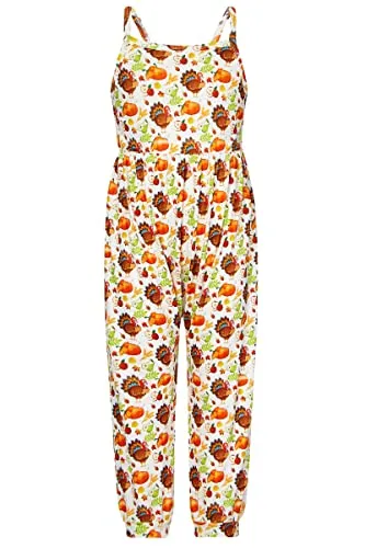 Thanksgiving Turkey Strap Romper for Little Girls
