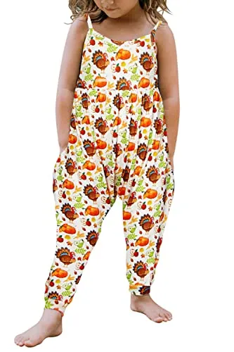 Thanksgiving Turkey Strap Romper for Little Girls