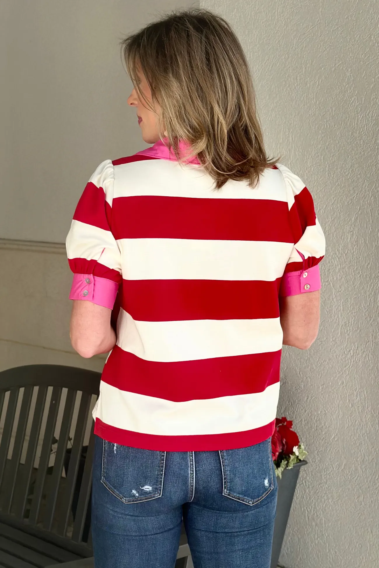 The Riviera Collared Top In Red