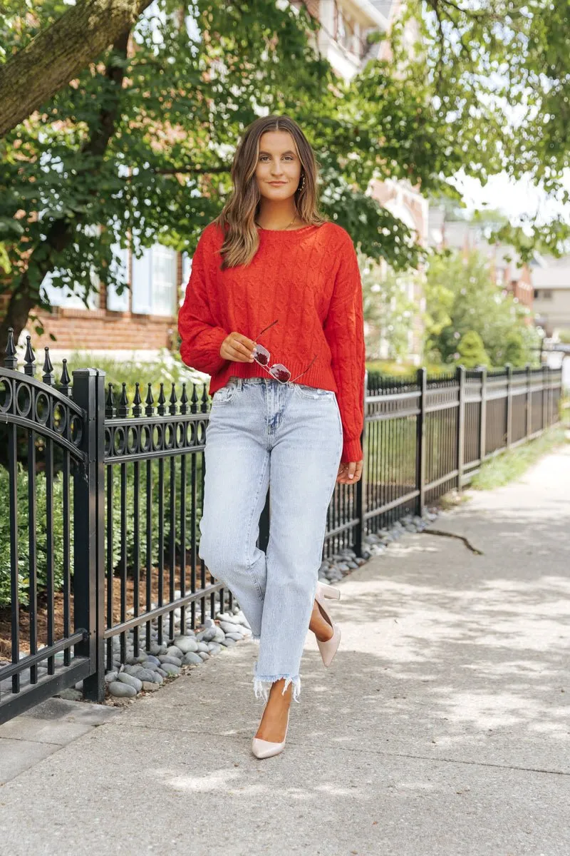 The Winter Cable Knit Sweater - Red - FINAL SALE