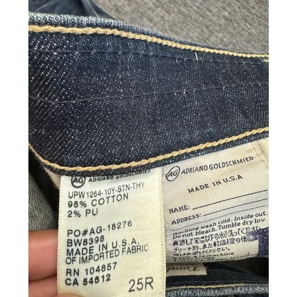 Theory x AG Adriano Goldschmidt Y2K Tomboy RELAXED STRAIGHT STRETCH JEANS 25/33