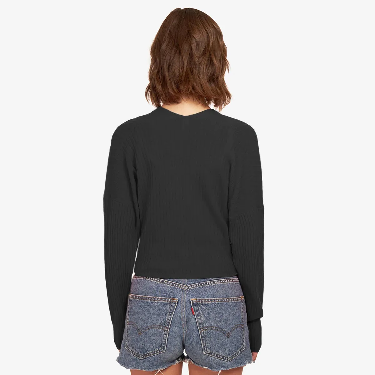 Tie-Front Rib Cardigan
