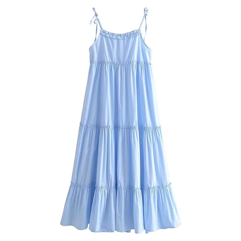 Tiered Tied Spaghetti Strap Maxi Dress