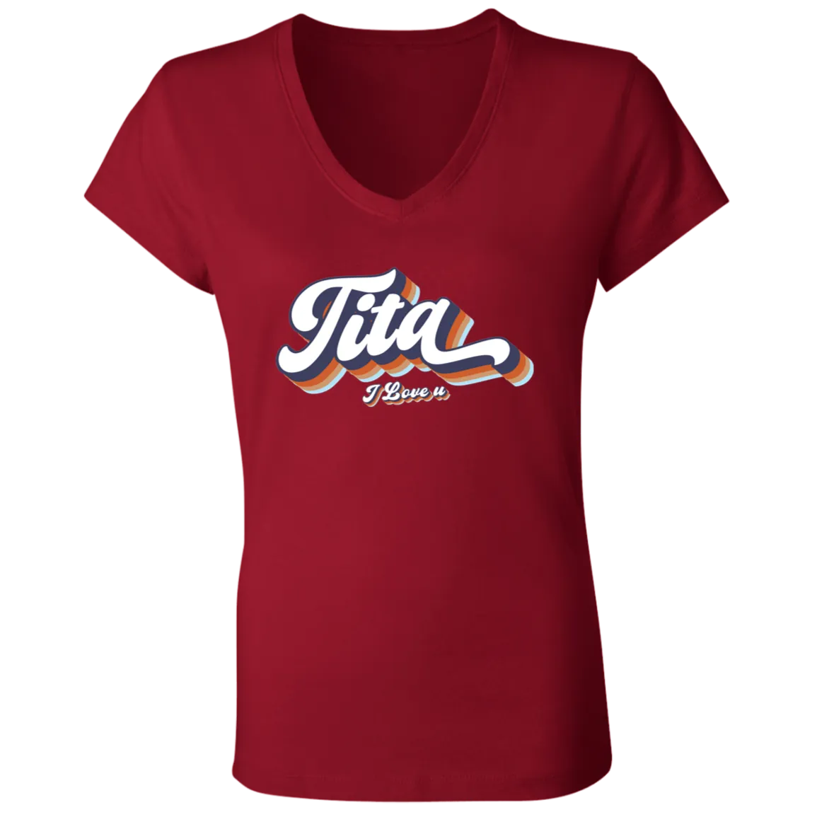 Tita I Love U Ladies Jersey V-Neck T-Shirt