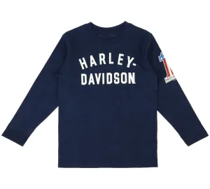 Toddler Boy's # 1  Long Sleeve Tee - Navy