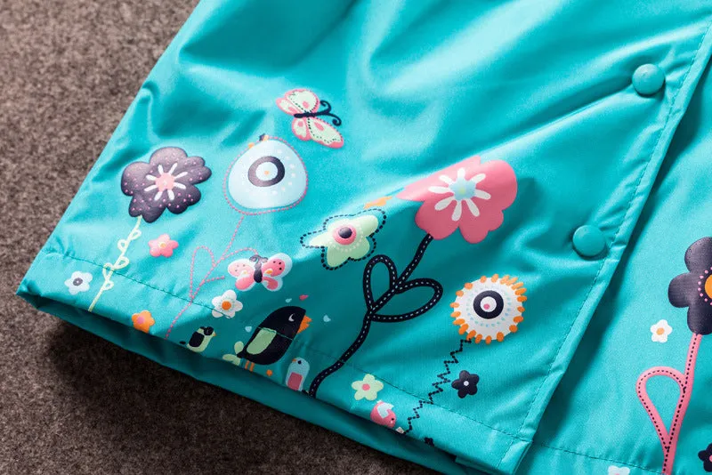 Toddler Girls Spring Flowers Raincoat Jacket