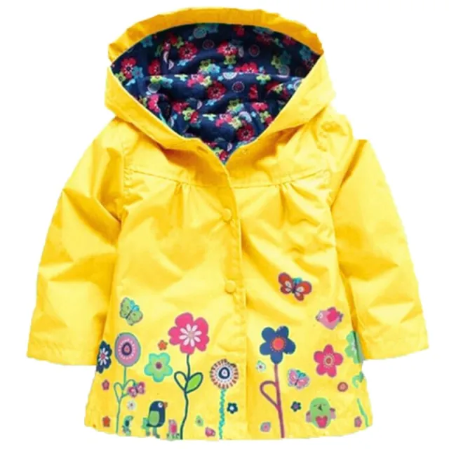Toddler Girls Spring Flowers Raincoat Jacket