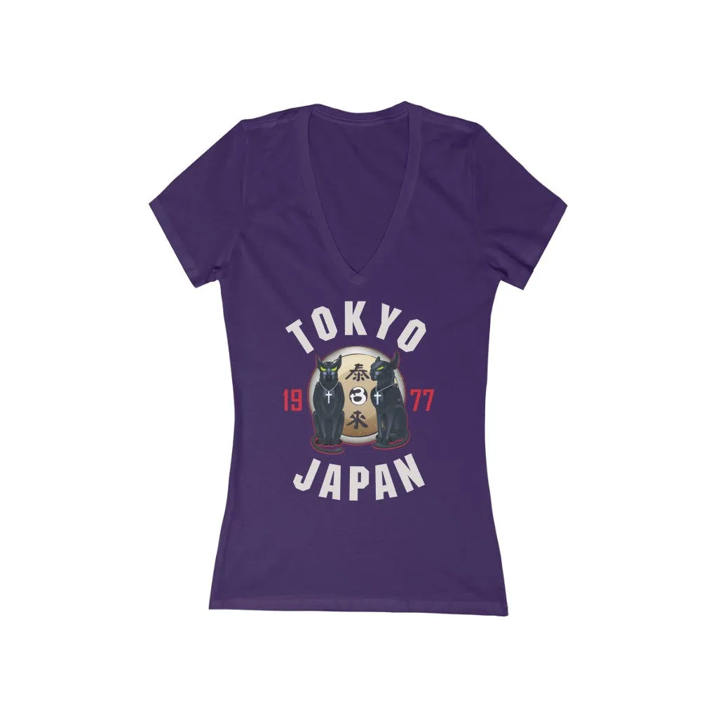 Tom and Jerry Women's Jersey Short Sleeve Deep V-Neck Tee