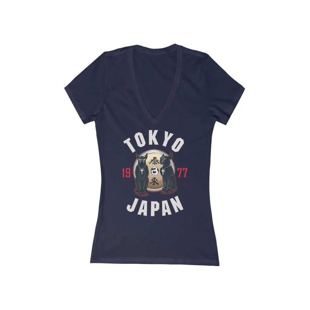 Tom and Jerry Women's Jersey Short Sleeve Deep V-Neck Tee