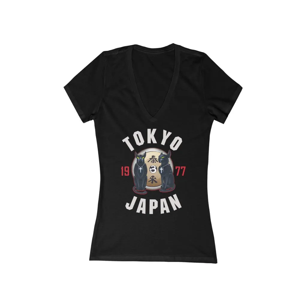 Tom and Jerry Women's Jersey Short Sleeve Deep V-Neck Tee