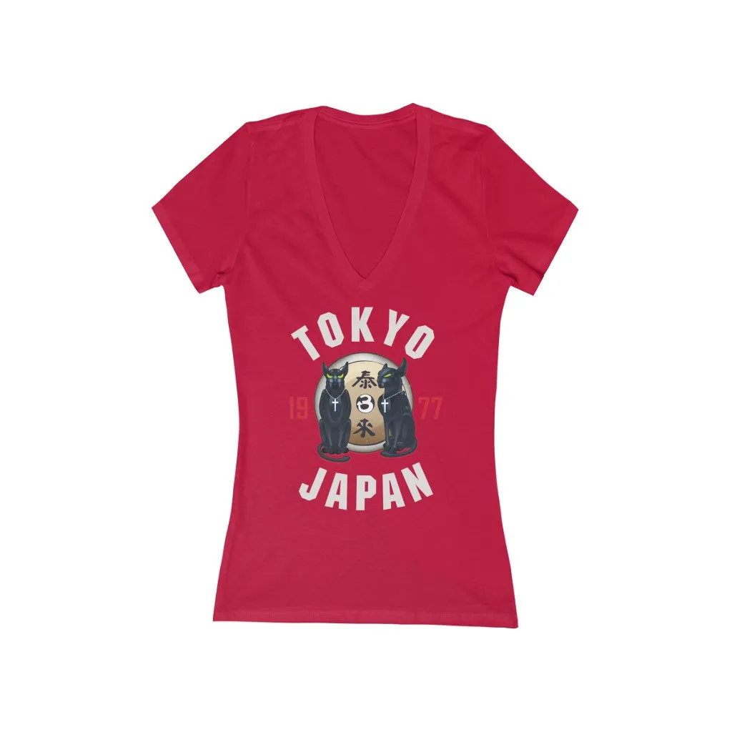 Tom and Jerry Women's Jersey Short Sleeve Deep V-Neck Tee