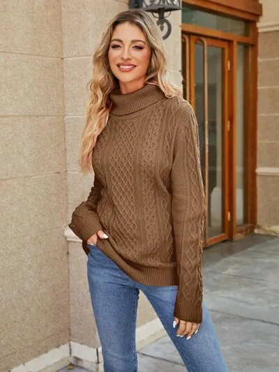 Tommy Cable-Knit Mock Neck Sweater
