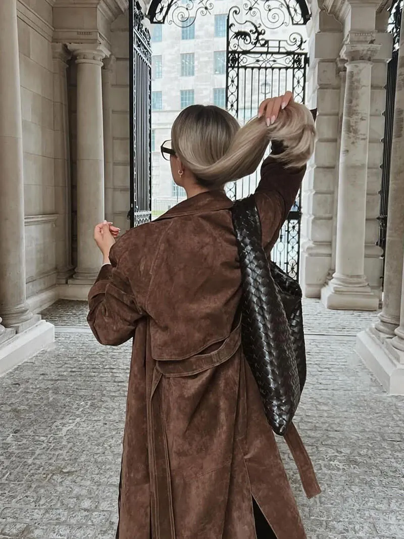 Trench Belle™ | Women's Classic Long Trench Coat | Water-Resistant Fabric, Stylish Belted Design & Comfortable Fit