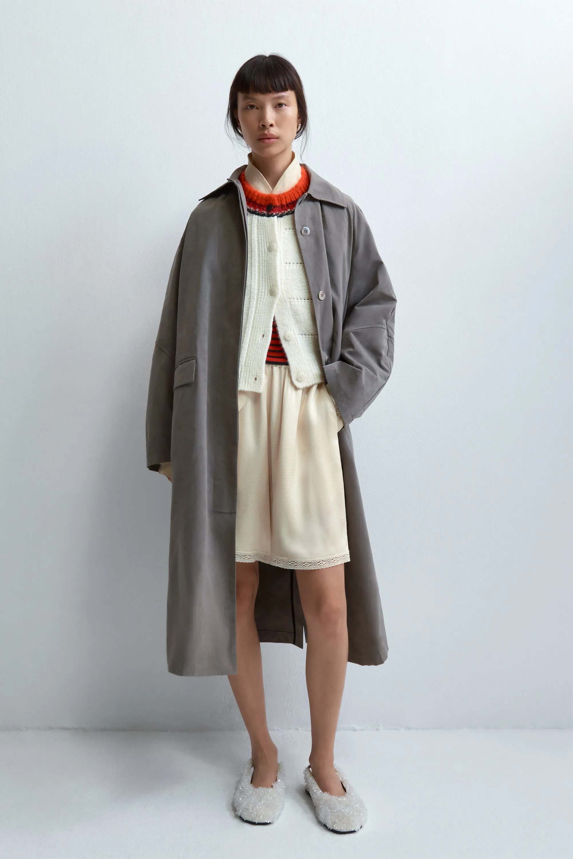 Trench Coat in Taupe Grey